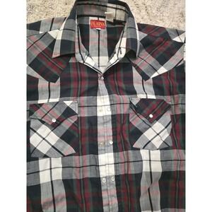 ELY PLAINS Vtg Western  Plaid Pearl Snap Cowboy SHIRT Men's L  Rancher Authentic